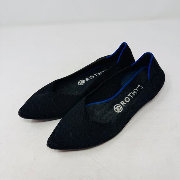 Rothys The Point II Pointed Flat Knit Slip-On Black Sustainable Size 8 - Picture 2 of 12